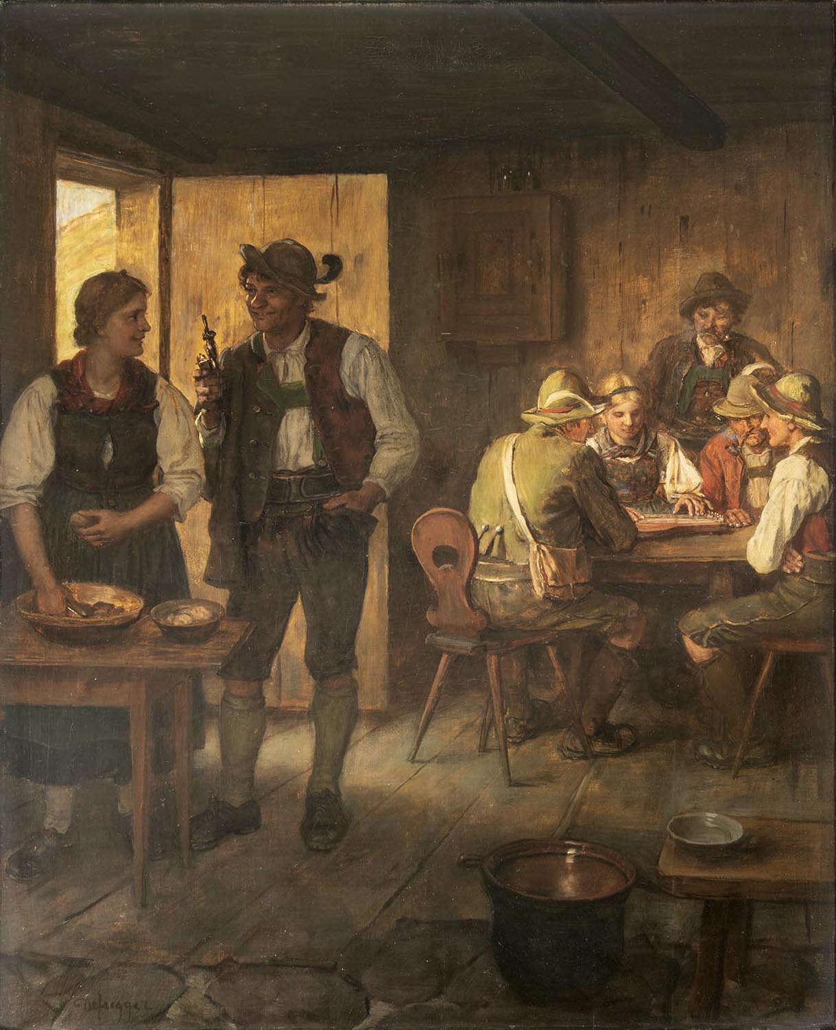Zitherspiel in der Stube, Öl auf Leinwand  ©Museum Werdenfels